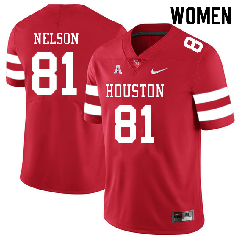 Women #81 CJ Nelson Houston Cougars College Football Jerseys Sale-Red